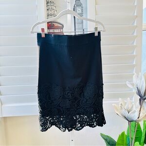 Haute Monde Black Midi Skirt with Lace Hem